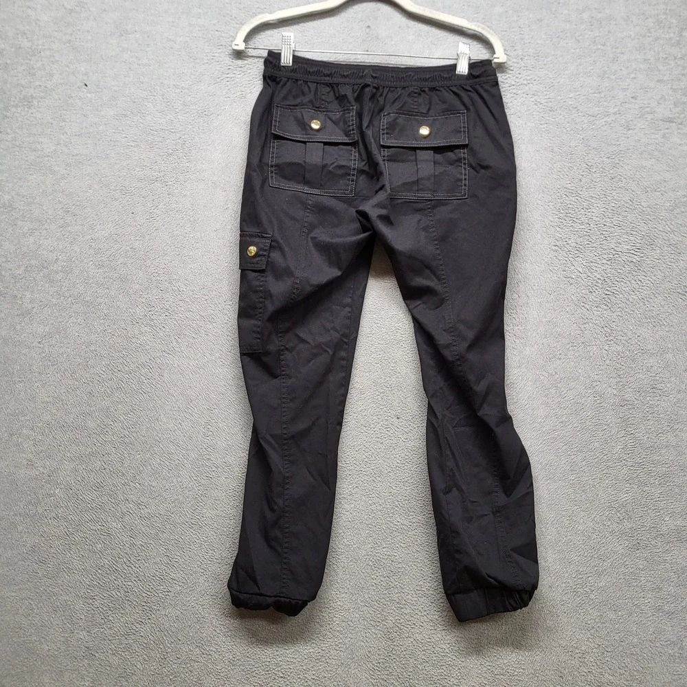 Jaanuu‎ Women Scrub Bottom L Black Cargo Button Zipper 25
